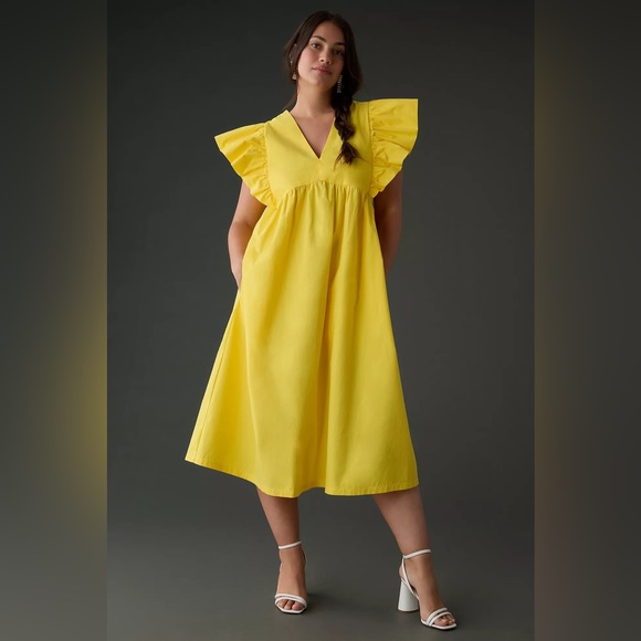 Romper American Eagle Yellow Dress Anthropologie Maeve Yellow V-Neck Flutter-Sleeve Babydoll Dress Small NWT Romper American Eagle Yellow Dress Anthropologie Maeve Yellow V-Neck Flutter-Sleeve Babydoll Dress Small NWT